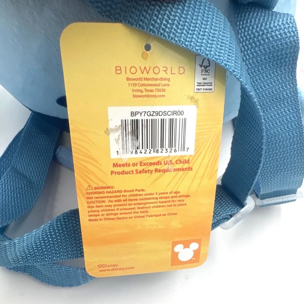 Disney Lilo &‎ Stitch Plush Backpack Bioworld Blue 3D Character Head Bag NWT
